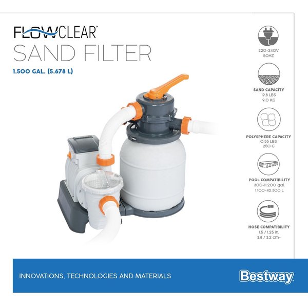 Bestway 58497 Flowclear Sandfilteranlage 5678 l/h Sandfilter Pool Filter Pumpe  mit Zeitschaltuhr