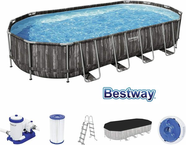 Bestway 5611T Power Steel Frame Pool Komplett-Set 732 x 366 x 122 cm